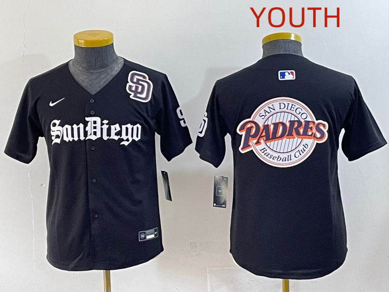 Youth 2025 San Diego Padres Blank Black Five generations Joint Name Nike MLB Jersey style 23->youth mlb jersey->Youth Jersey